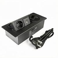 Блок розеток выдвижной COMPLEX 1хSCHUKO+1USB A+1USB C + беспроводная зарядка, провод 1,8 с вилкой, черный — купить оптом и в розницу в интернет магазине GTV-Meridian.
